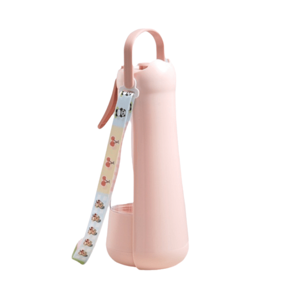 Portable Dog Water Bottle with FoldβDown Drinking Bowl, Pink 3βinβ1 Pet Travel Water Dispenser with Fine Mist Spray, Food Storage & Carrying Strap for Walking & Outdoor Trips